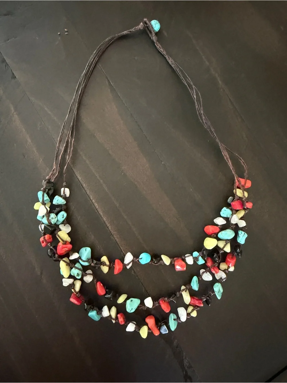 Handmade Beautiful Chunky Boho Turquoise & Red Beaded Necklace